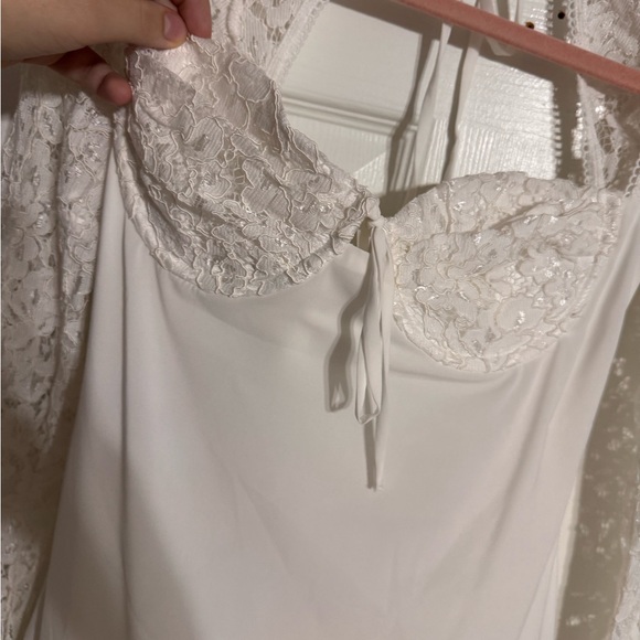 Chic White Lace Halter Mini Dress - Picture 2 of 5